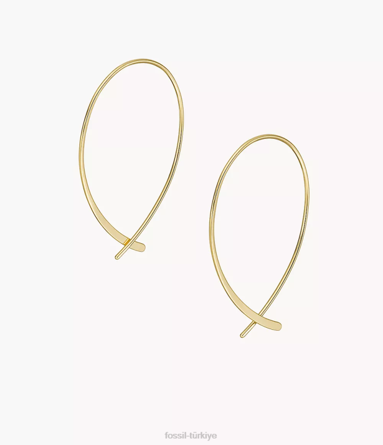 Fossil 6J041039 altın tonu tamamı üst üste yığılmış pirinç fısıltı halka küpeler takı kadınlar