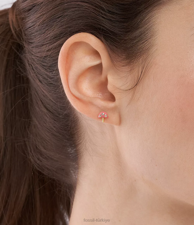 Fossil 6J041042 pembe renkli pop mantar saplama küpeler takı kadınlar