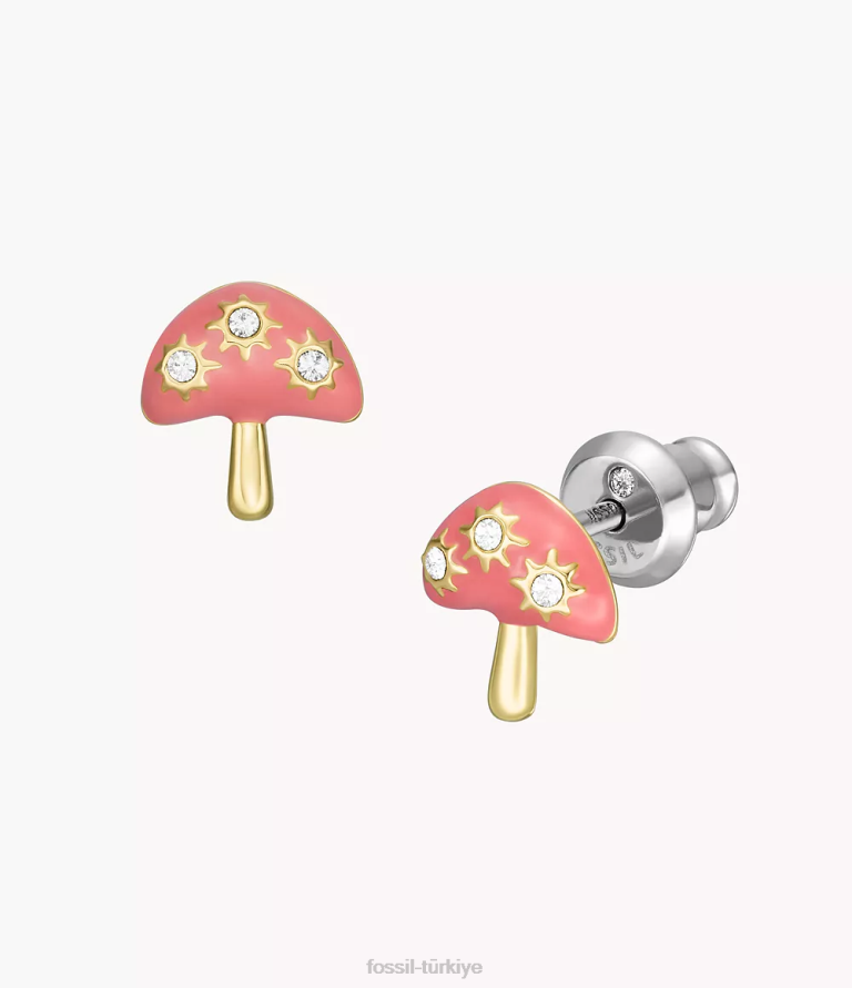 Fossil 6J041042 pembe renkli pop mantar saplama küpeler takı kadınlar