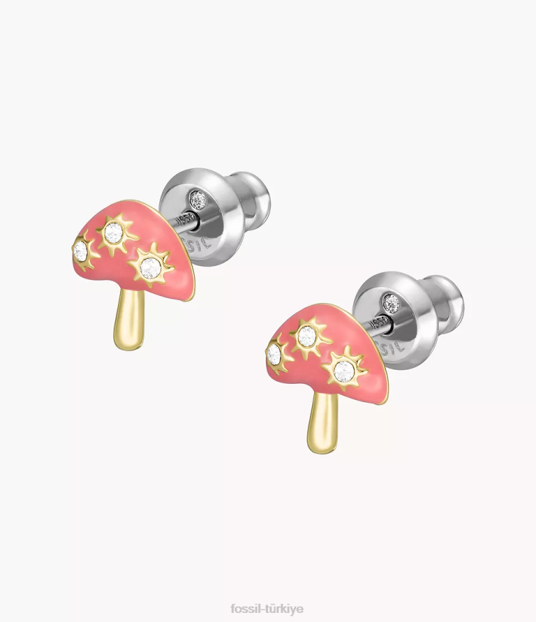 Fossil 6J041042 pembe renkli pop mantar saplama küpeler takı kadınlar