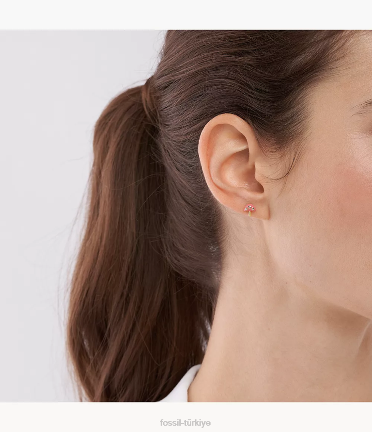 Fossil 6J041042 pembe renkli pop mantar saplama küpeler takı kadınlar