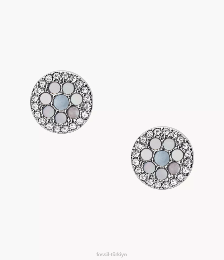 Fossil 6J041044 mavi val mozaik paslanmaz çelik küpe takı kadınlar