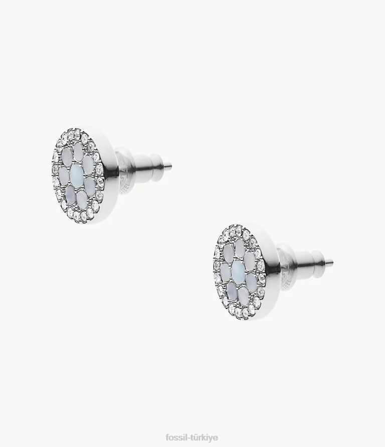 Fossil 6J041044 mavi val mozaik paslanmaz çelik küpe takı kadınlar