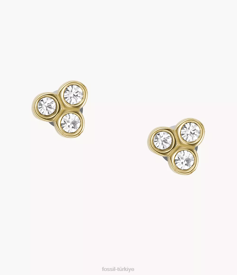 Fossil 6J041045 altın tonu sadie trio glitz paslanmaz çelik saplama küpeler takı kadınlar