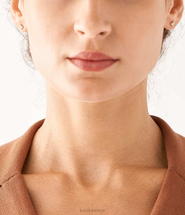 Fossil 6J041045 altın tonu sadie trio glitz paslanmaz çelik saplama küpeler takı kadınlar