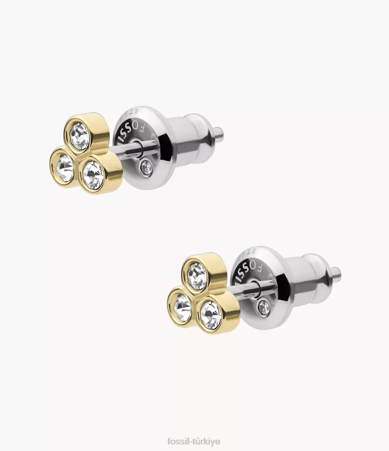 Fossil 6J041045 altın tonu sadie trio glitz paslanmaz çelik saplama küpeler takı kadınlar