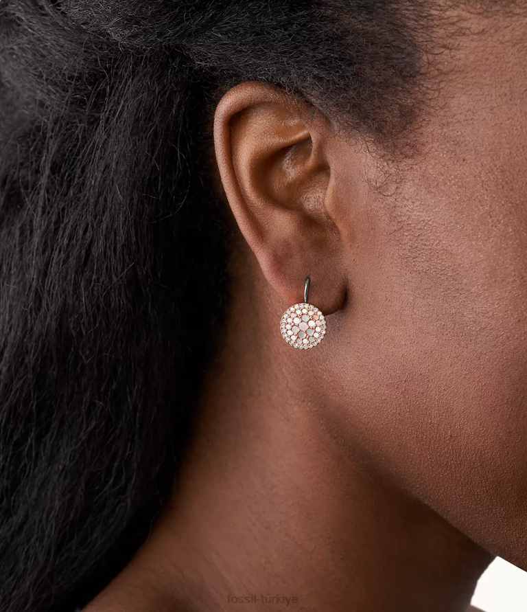 Fossil 6J041046 sedef val mozaik disk damla küpeler takı kadınlar