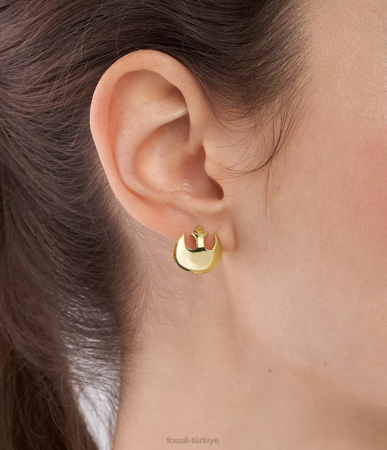 Fossil 6J041048 altın tonu yıldız savaşları direnci paslanmaz çelik halka küpeler takı kadınlar