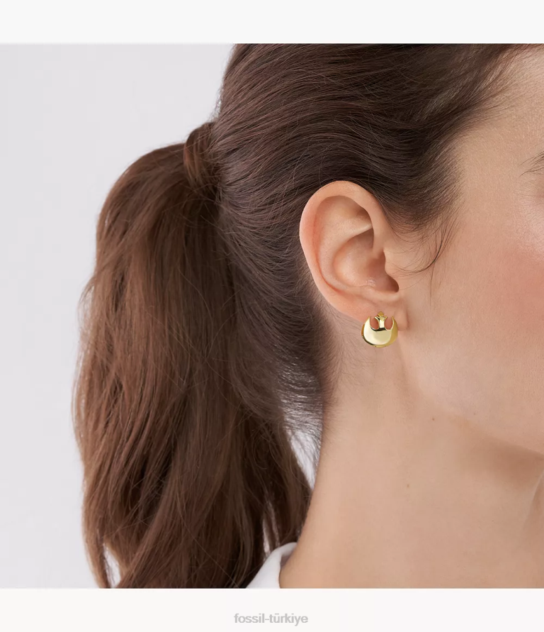 Fossil 6J041048 altın tonu yıldız savaşları direnci paslanmaz çelik halka küpeler takı kadınlar