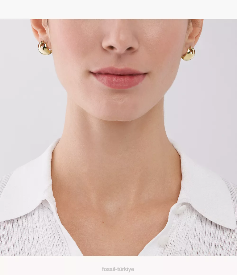 Fossil 6J041048 altın tonu yıldız savaşları direnci paslanmaz çelik halka küpeler takı kadınlar