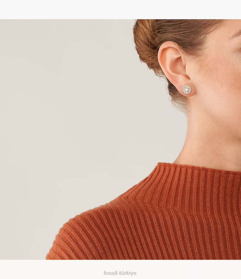 Fossil 6J041049 beyaz sedef sadie mozaik saplama küpeler takı kadınlar