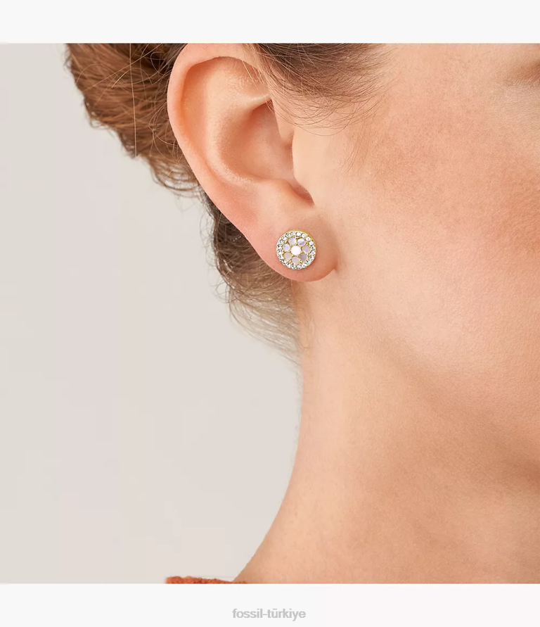 Fossil 6J041049 beyaz sedef sadie mozaik saplama küpeler takı kadınlar