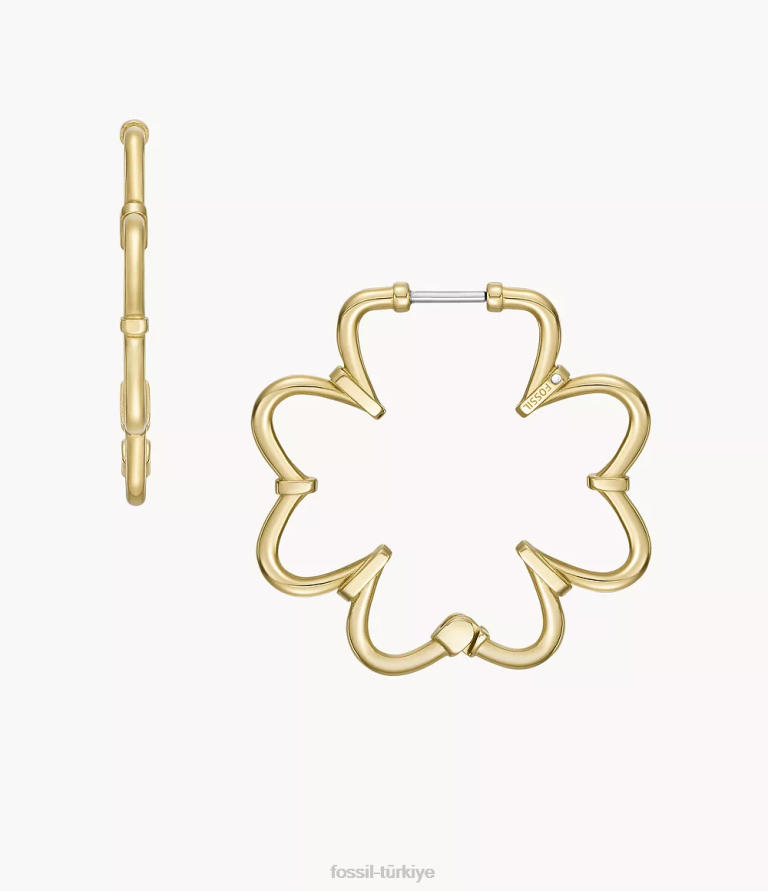 Fossil 6J041053 altın güneş paslanmaz çelik halka küpeler takı kadınlar