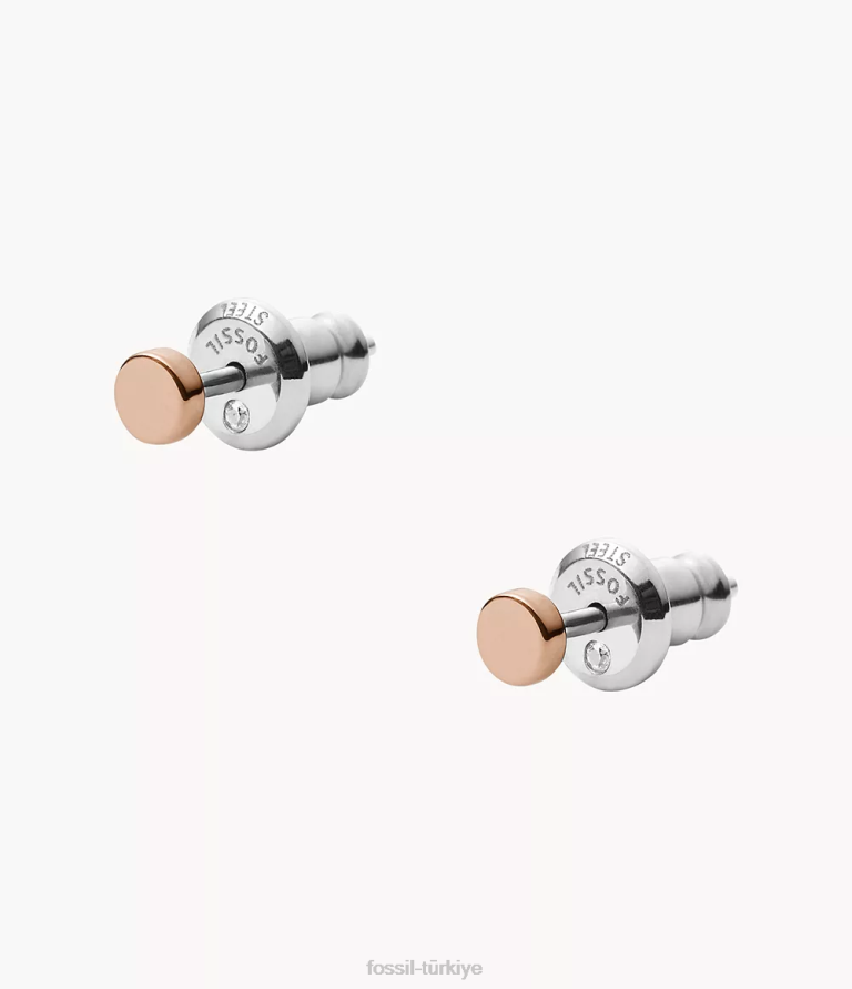 Fossil 6J041054 gül altın tonu sadie paslanmaz çelik yuvarlak saplama küpe takı kadınlar