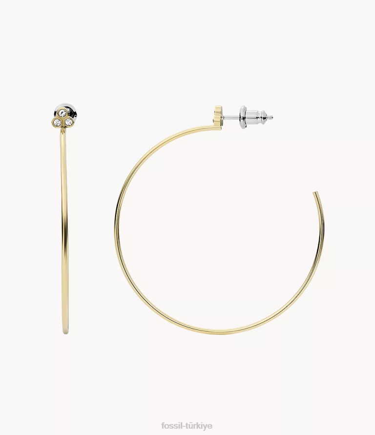 Fossil 6J041058 altın tonu sadie trio glitz paslanmaz çelik halka küpeler takı kadınlar