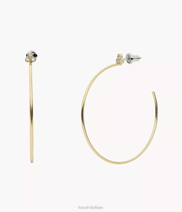 Fossil 6J041058 altın tonu sadie trio glitz paslanmaz çelik halka küpeler takı kadınlar