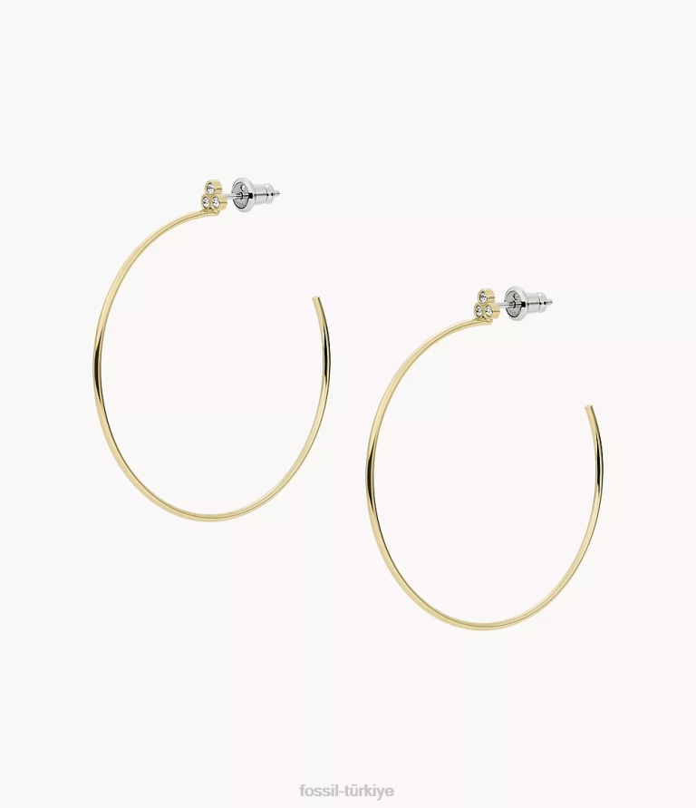 Fossil 6J041058 altın tonu sadie trio glitz paslanmaz çelik halka küpeler takı kadınlar