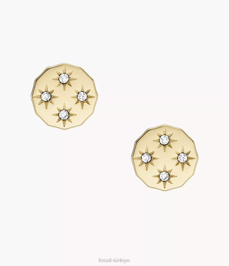 Fossil 6J041061 altın tonu sadie fistolu kenar paslanmaz çelik saplama küpe takı kadınlar