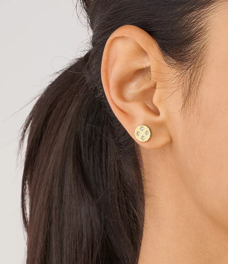 Fossil 6J041061 altın tonu sadie fistolu kenar paslanmaz çelik saplama küpe takı kadınlar