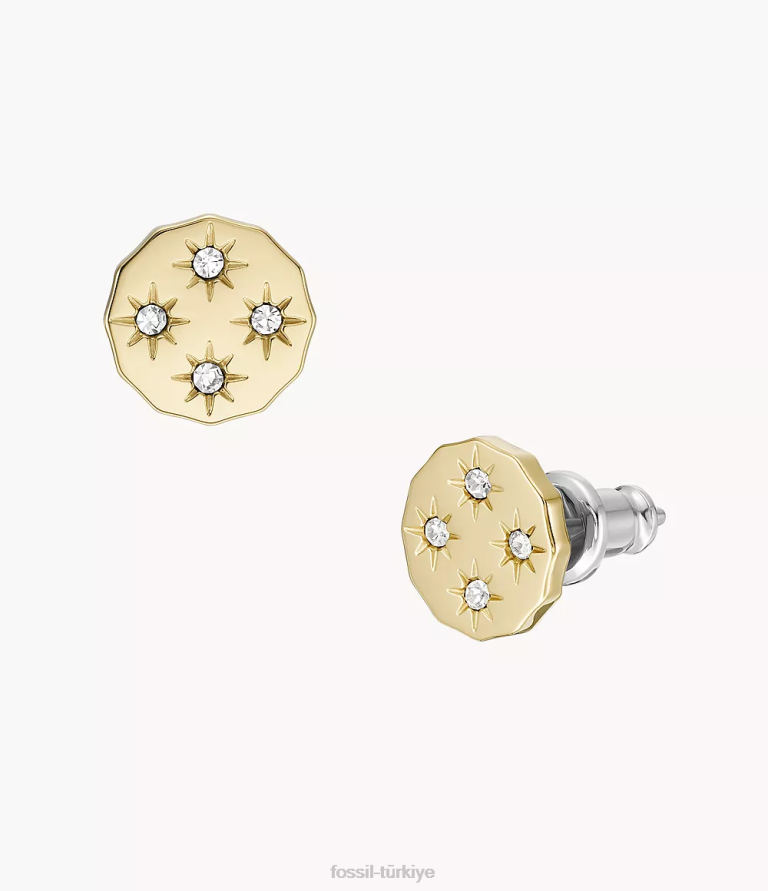 Fossil 6J041061 altın tonu sadie fistolu kenar paslanmaz çelik saplama küpe takı kadınlar