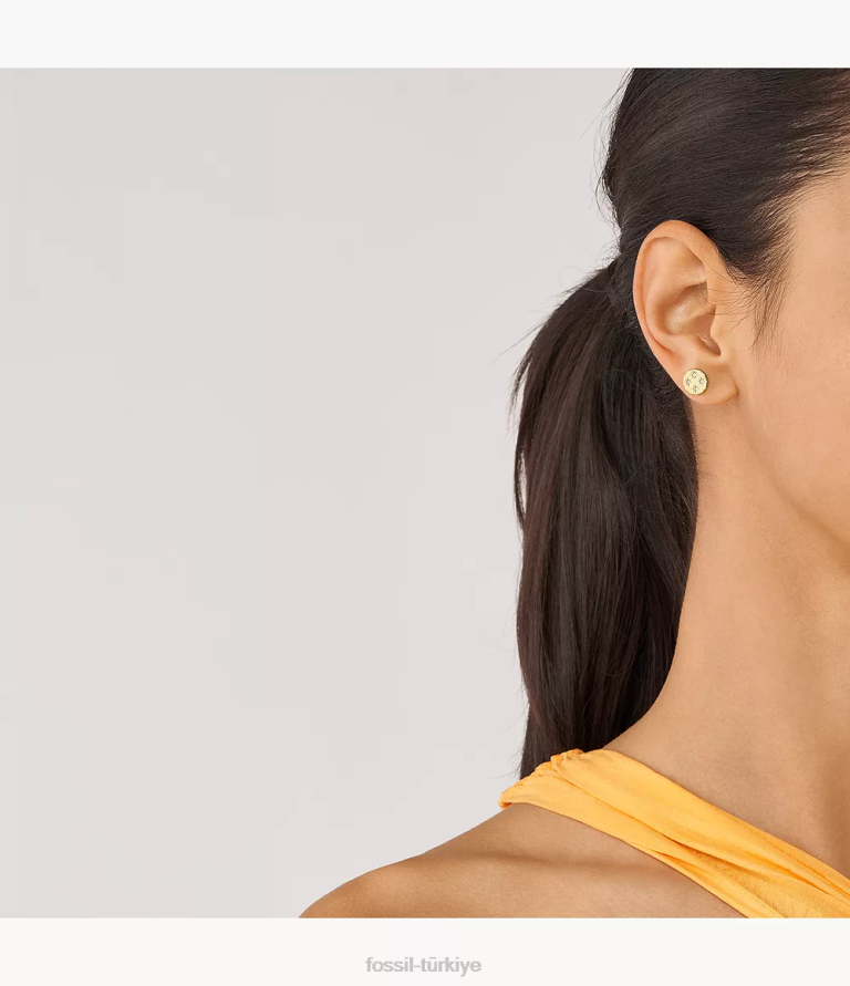 Fossil 6J041061 altın tonu sadie fistolu kenar paslanmaz çelik saplama küpe takı kadınlar