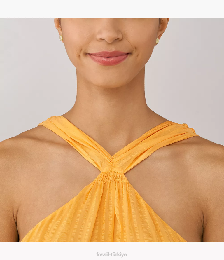 Fossil 6J041061 altın tonu sadie fistolu kenar paslanmaz çelik saplama küpe takı kadınlar