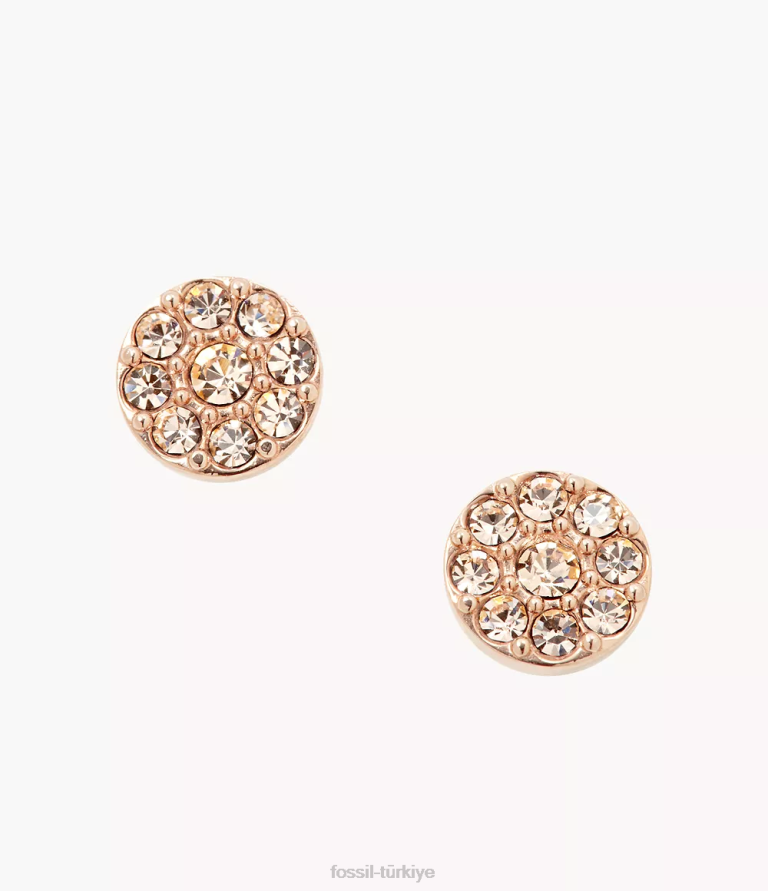 Fossil 6J041063 gül tonu sutton disk paslanmaz çelik saplama küpe takı kadınlar