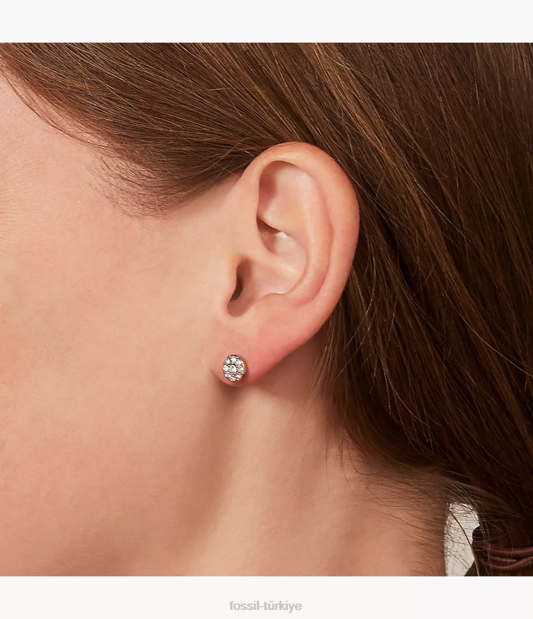 Fossil 6J041063 gül tonu sutton disk paslanmaz çelik saplama küpe takı kadınlar