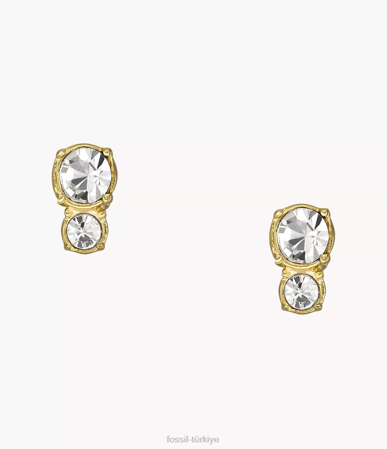 Fossil 6J041064 altın tonu tamamı yığılmış paslanmaz çelik saplama küpeler takı kadınlar