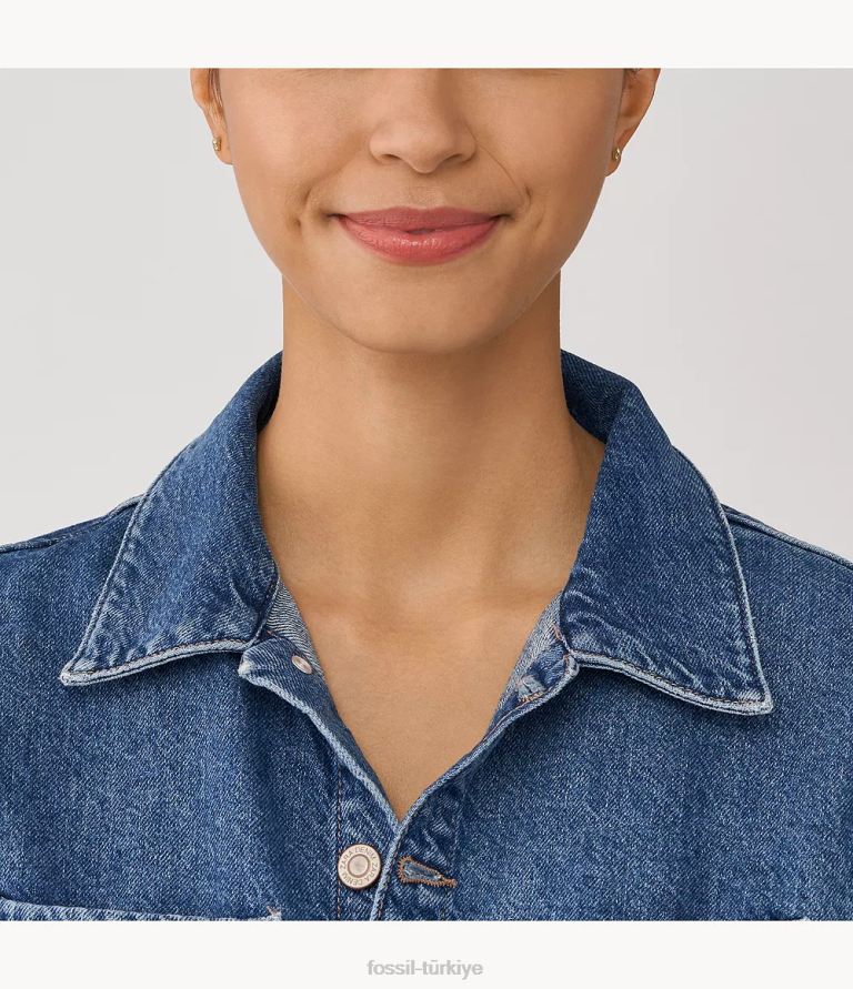 Fossil 6J041064 altın tonu tamamı yığılmış paslanmaz çelik saplama küpeler takı kadınlar