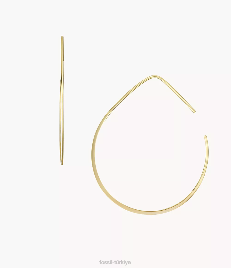 Fossil 6J041066 altın tonu tamamı üst üste yığılmış pirinç fısıltı halka küpeler takı kadınlar