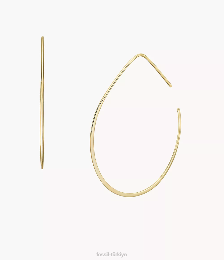 Fossil 6J041066 altın tonu tamamı üst üste yığılmış pirinç fısıltı halka küpeler takı kadınlar