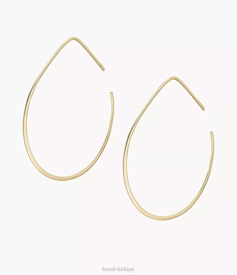 Fossil 6J041066 altın tonu tamamı üst üste yığılmış pirinç fısıltı halka küpeler takı kadınlar