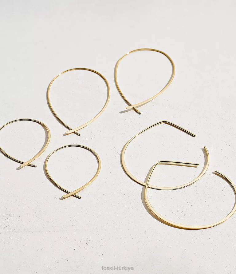 Fossil 6J041066 altın tonu tamamı üst üste yığılmış pirinç fısıltı halka küpeler takı kadınlar