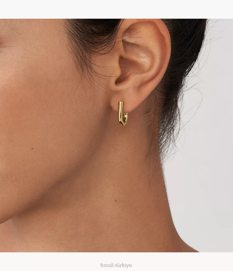 Fossil 6J041067 altın tonu mirasın temelleri paslanmaz çelik halka küpeler takı kadınlar