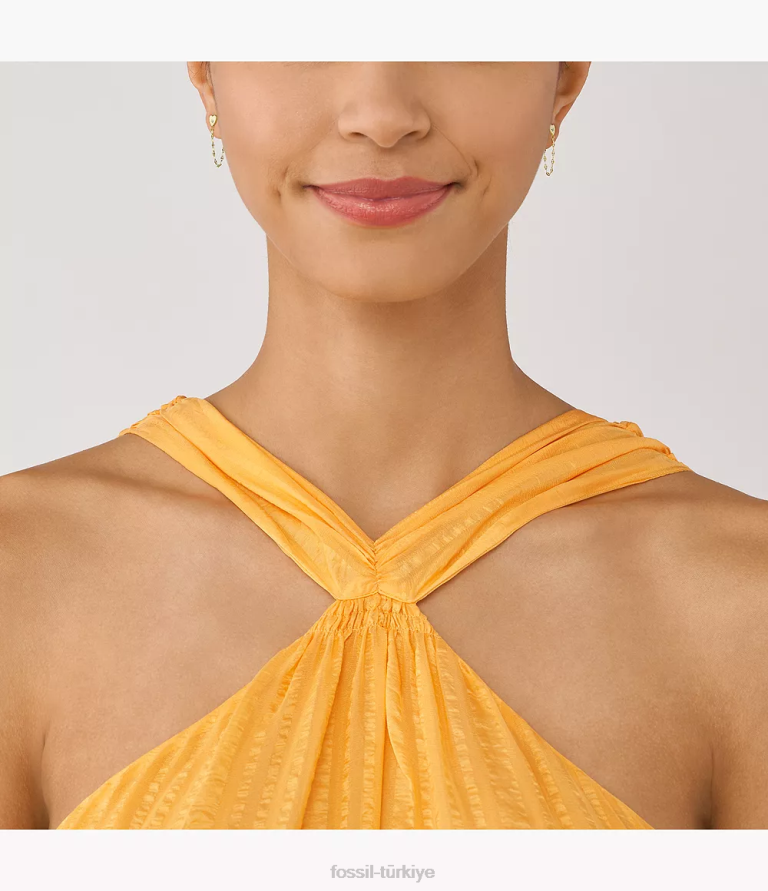 Fossil 6J041068 altın tonu tamamı paslanmaz çelik önden arkaya yığılmış küpeler takı kadınlar