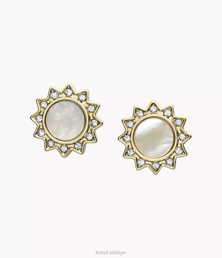 Fossil 6J041070 sedef val sen benim güneş ışığımsın paslanmaz çelik saplama küpeler takı kadınlar