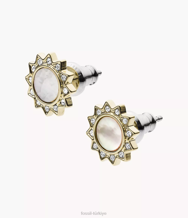 Fossil 6J041070 sedef val sen benim güneş ışığımsın paslanmaz çelik saplama küpeler takı kadınlar