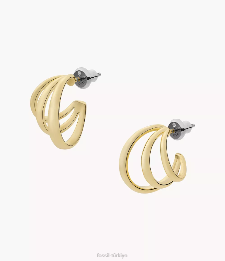 Fossil 6J041073 altın sadie'nin hepsi üst üste dizilmiş 14k kaplama pirinç halka küpeler takı kadınlar