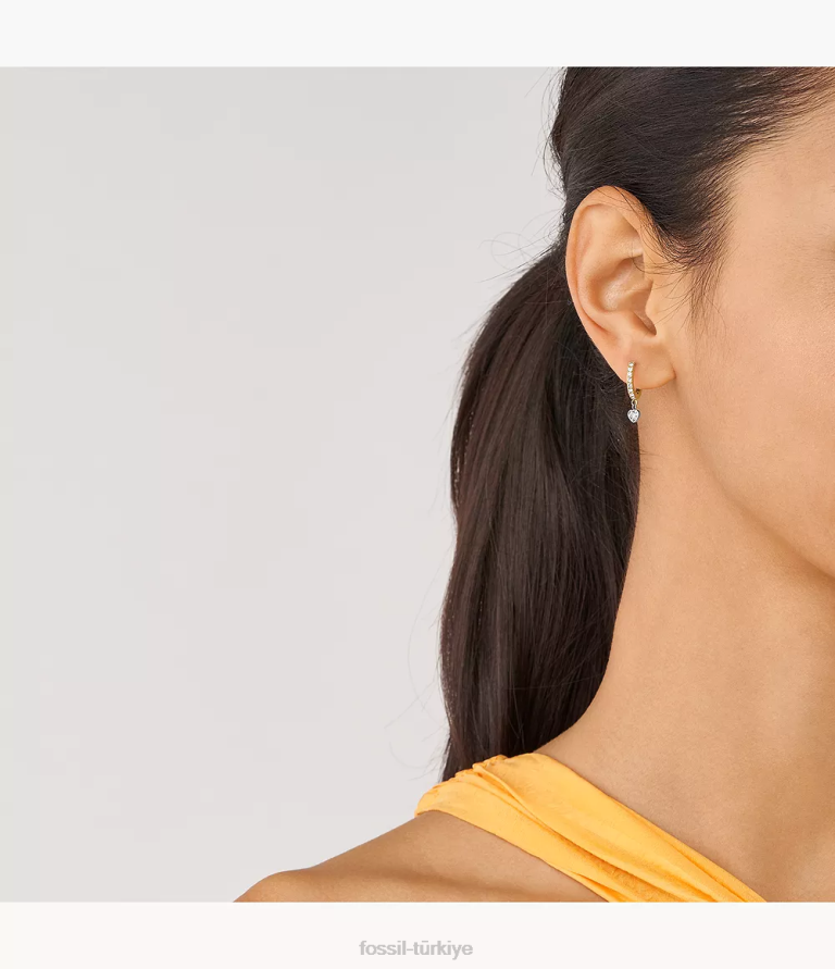 Fossil 6J041076 iki ton sadie sevgi belirteçleri paslanmaz çelik halka küpeler takı kadınlar