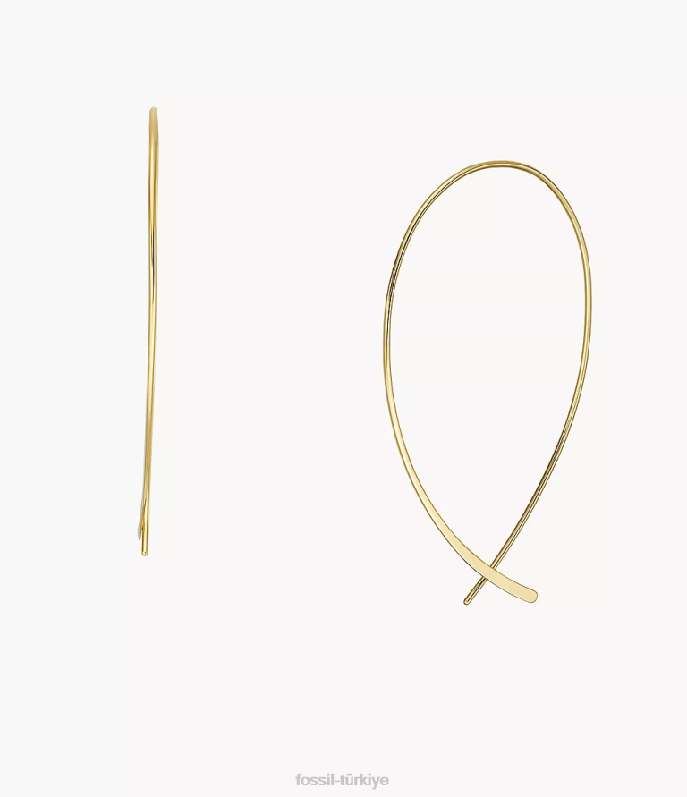 Fossil 6J041080 altın tonu tamamı üst üste yığılmış pirinç fısıltı halka küpeler takı kadınlar