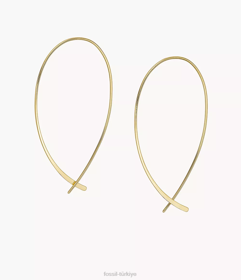 Fossil 6J041080 altın tonu tamamı üst üste yığılmış pirinç fısıltı halka küpeler takı kadınlar