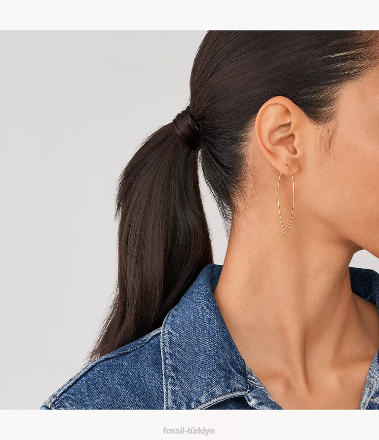 Fossil 6J041080 altın tonu tamamı üst üste yığılmış pirinç fısıltı halka küpeler takı kadınlar