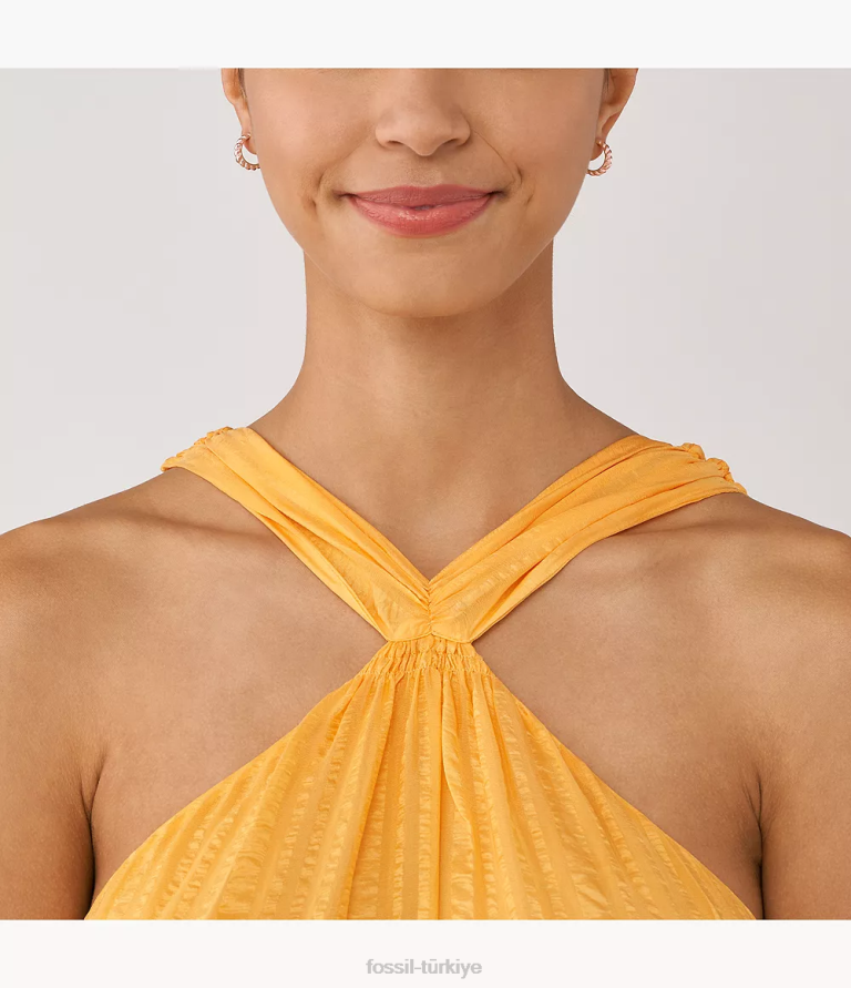 Fossil 6J041081 gül altın tonu vintage katlanmış paslanmaz çelik halka küpeler takı kadınlar