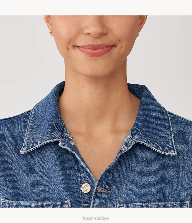 Fossil 6J041082 altın nazar 14k kaplama şeffaf laboratuvarda yetiştirilen pırlanta saplama küpe takı kadınlar