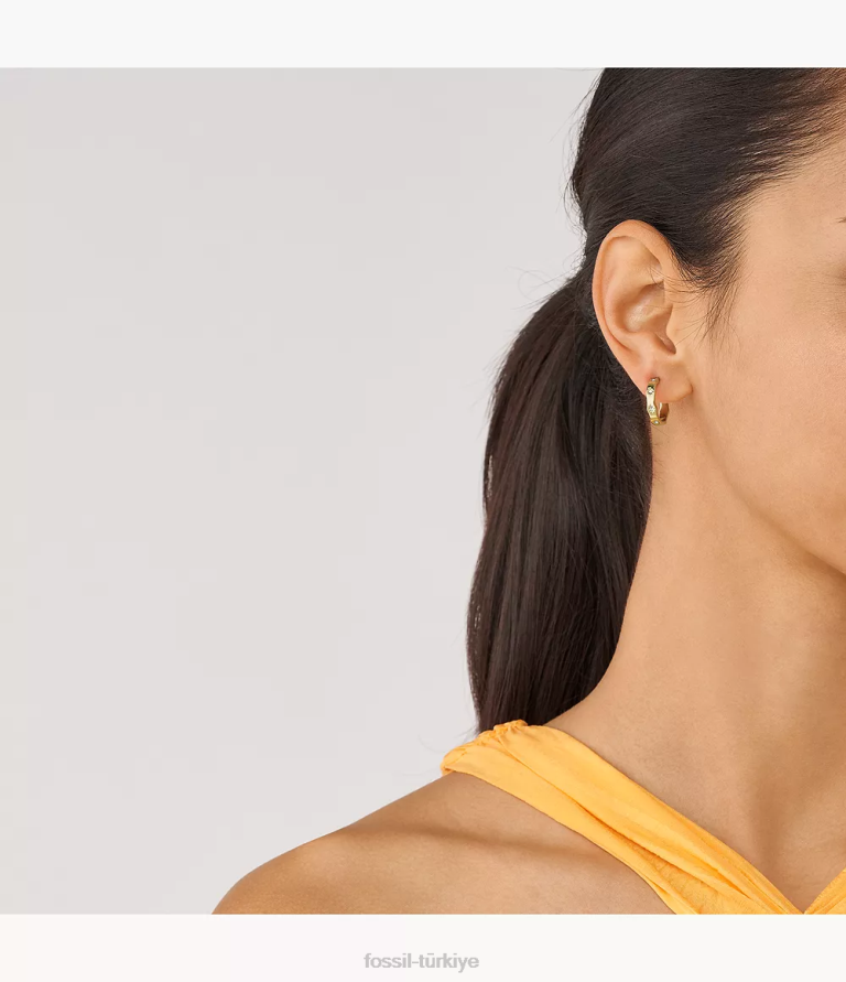 Fossil 6J041083 altın tonu sadie fistolu kenar paslanmaz çelik halka küpeler takı kadınlar