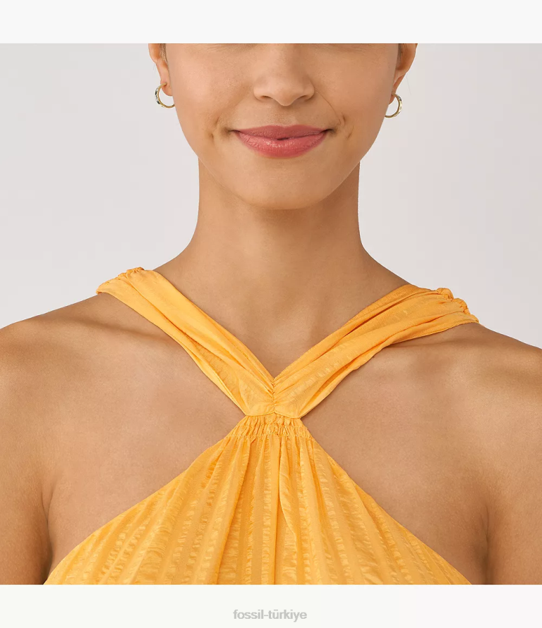 Fossil 6J041083 altın tonu sadie fistolu kenar paslanmaz çelik halka küpeler takı kadınlar