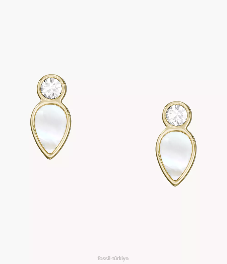 Fossil 6J041084 beyaz sedef gözyaşı damlası küpe takı kadınlar