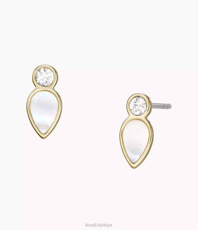 Fossil 6J041084 beyaz sedef gözyaşı damlası küpe takı kadınlar