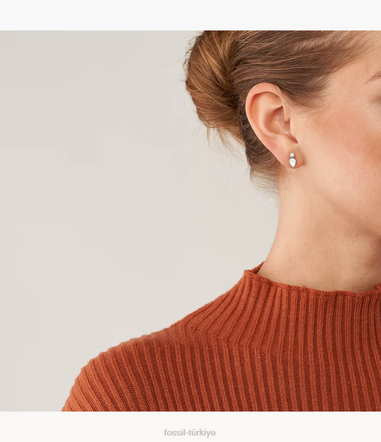 Fossil 6J041084 beyaz sedef gözyaşı damlası küpe takı kadınlar